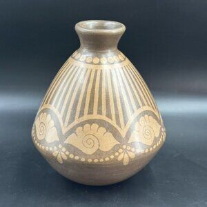 Vintage Mexican Pottery Vase Vessel by Taller Hernandez Cano Studios 7.5"